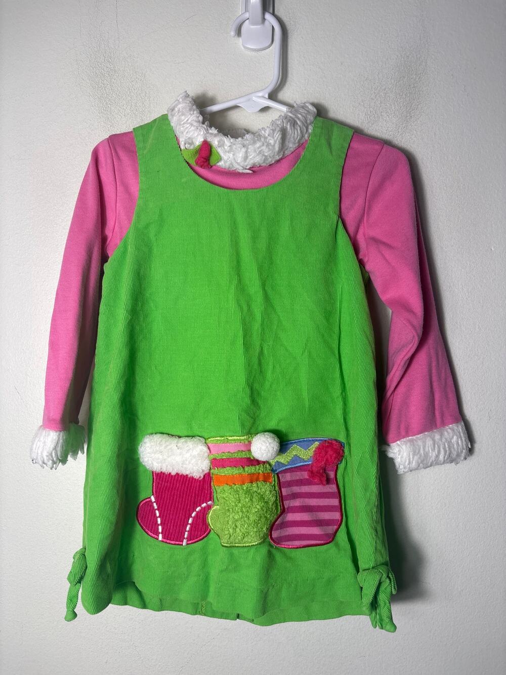 Girls Vintage PeachesNCream Green Corduroy Set Sz3